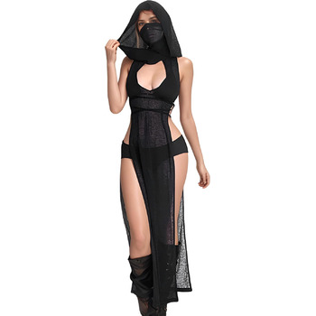 Жіноча сукня Mingnos, прозора, з подвійними високими розрізами, чорна, розмір S