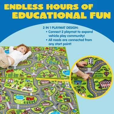 Килим для дитячої кімнати 80x150см (всього 160x150см) для дітей від 3 років, ігровий килим вуличний дитячий килим, автомобільний к