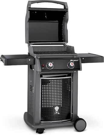 Газовий гриль Weber Spirit E-210 Classic, 2 пальники, площа гриля 51 x 46 см, решітка для підігріву, термометр на кришці, 2 колеса чорний/сріблястий (1500833)