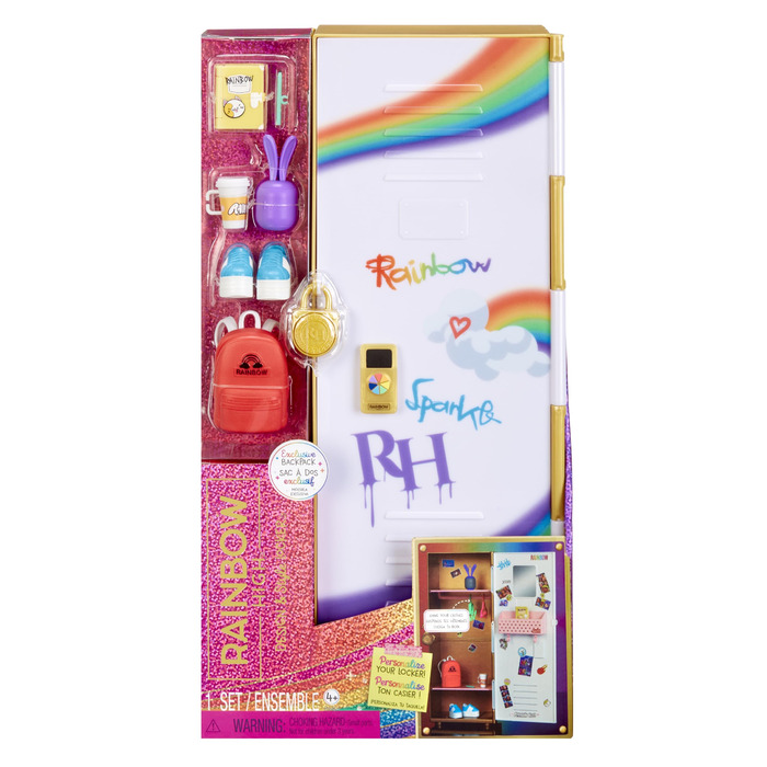 Ігровий набір Rainbow High Design & Style шафа з полицями, вішалки, аксесуари та стікери, для дітей 4-12 років, райдужний
