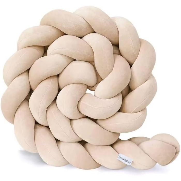 Плетене ліжко Snake, Baby Side Sleeper Pillow, Edge Protection Bed Border Knot Pillow, Nest Snake Baby Bed, Decorative Pillow Baby Nursing Pillow, Beige, 1m