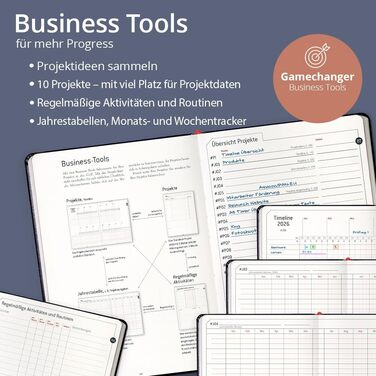 Бізнес-планувальник weekview 2026 A5 Професійний персональний органайзер та планувальник успіху Тижневе та щоквартальне планування, річні цілі, бізнес-інструменти, сторінки для нотаток (чорний, класичний) Класичний чорний