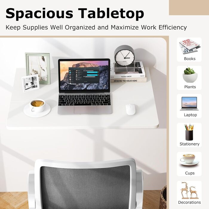 Настінний розкладний стіл FANTASK, плаваючий стіл, розкладний настінний стіл, компактний кухонний стіл для кухні, їдальні, кабінету (білий)