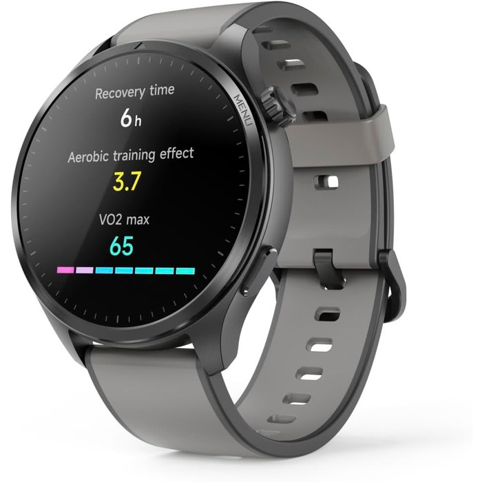 Розумний годинник Hama (сховище музики, кольоровий AMOLED-дисплей 1,43 дюйма, скло Panda Glass, GPS, функція телефону, водонепроникність, WhatsApp, голосовий помічник, трекер сну, 110 спортивних режимів, крокомір, пульсометр тощо) чорний