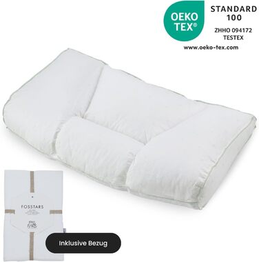 Хіропрактична подушка для ліжка середнього розміру, м&39яка подушка для шиї та плечей, гіпоалергенна, пухова альтернатива підтримка шиї, винайдена данським хіропрактиком (58 x 34 x 13 см) середнього розміру