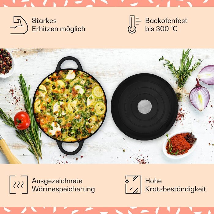 Емальована чавунна каструля, жаровня 5,5 л, герметична жаровня з кришкою для духовки, мала емальована жаровня з кришкою, жаровня д