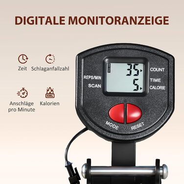 Гребний тренажер SPORTNOW для домашнього використання тихий гребний тренажер з тросовою системою, РК-дисплеєм, подушкою сидіння, плавною роботою, нековзним покриттям, вантажопідйомністю до 150 кг, домашній гребний тренажер для домашнього фітнесу