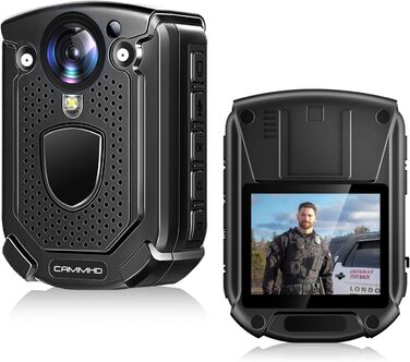 Годин відеозапису, IP68 Водонепроникність, H.265 Video Code, Night Vision Bodycam, Натільна камера, що можна носити, з 2 кліпсами, що обертаються на 360 (з 64 ГБ TF-картою), 1 HD 3840 * 2160P Body Cam, 10-12