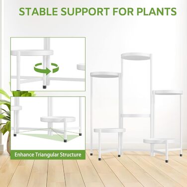 Велика металева підставка для рослин з 6 ярусами, підставка для квітів, полиця для рослин, для використання в приміщенні/на вулиці, складна підставка для рослин для саду, балкону, вітальні, біла/чорна, 6 ярусів, білий