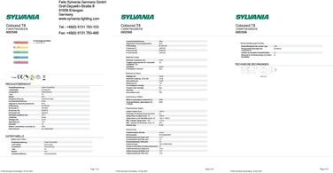 Зелена люмінесцентна лампа SYLVANIA T8, цоколь G13, 36 Вт/3140 люмен, термін служби 10000 год, лінійна форма, діаметр 26 мм, довжина 1200 мм, зелена лампа, регулювання яскравості, упаковка з