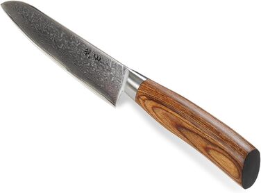 Дамаський ніж Wakoli EDIB Pro Santoku Лезо 16 см I висока продуктивність різання Стійкі та довговічні леза 67 шарів дамаської сталі ергономічна дерев'яна ручка пакка I унікального дизайну