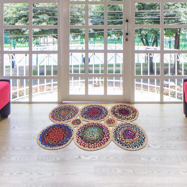 Килимок CASAVANI Cape Code Collection - 10,2 x 30,5 см, різнокольоровий, бавовна та джут чінді, геометричний килим кілім, для прим