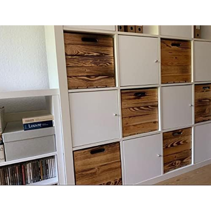 Гарні дерев&39яні кошики-коробки, підходять для Ikea Kallax, для зберігання шкільного приладдя / іграшок, нові, 37,5x32x32,5 см (полум&39яні), 4