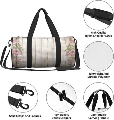 Спортивна сумка-мішок для подорожей, велика сумка для моря з квітковим принтом на дерев'яній основі, чорна, універсальний розмір, дорожня сумка