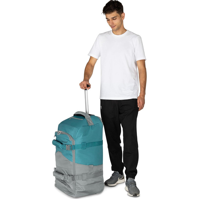 Дорожня сумка-візок normani з функцією рюкзака 90 літрів - рюкзак з фронтальним завантаженням, практичний дорожній візок та рюкзак в одному положенні з 7 відділеннями, колір сірий/бензиновий, 90 літрів