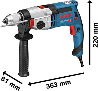 Ударний дриль Bosch Professional GSB 24-2 (потужність 1100 Вт, макс. крутний момент 40/14,5 Нм, вкл. швидкозатискний патрон, додат