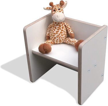 Двосторонній табурет - білий 2 кріплення 2-й вибір Стілець Монтессорі Дитяча лавка Дитяча лавка Табурет зроблений майстрами білий