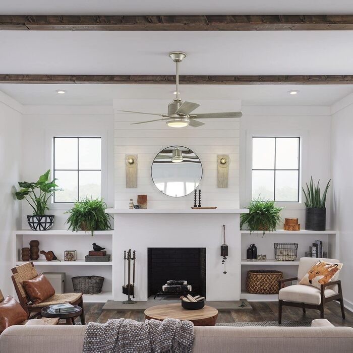 Стельовий вентилятор Licht-Erlebnisse з пультом дистанційного керування світлодіодне освітлення з регулюванням Ø132см 5 лопатей По