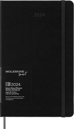 Розумний календар Moleskine на 2024 рік для розумної системи письма, великий /A5, чорний