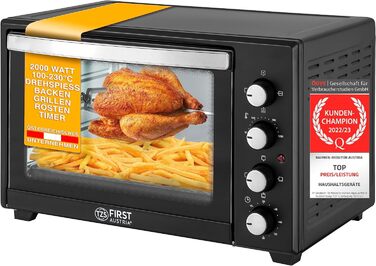 Міні-піч TZS з конвекцією 45л - міні піч 2000 Вт для приготування їжі, запікання та гриля курки - регулятор температури 100-230, енергоефективна, ідеально підходить для міні кухні, кемпінгу, квартири - в т.ч. аксесуари 45л Аналогічні