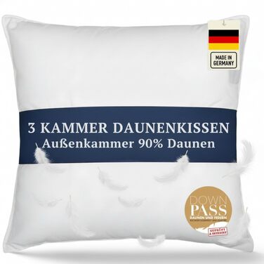 Пухова подушка, виготовлена в Німеччині, 80x80 3-камерна подушка 80x80, пух та пір&39я М&39яка та підходить для алергіків Ергономічна подушка Подушка 80x80 см