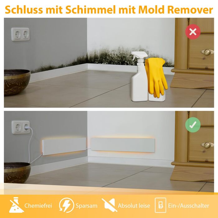 Інфрачервона нагрівальна панель Northpoint проти цвілі, електричний засіб для видалення цвілі, 2 шт., придатна для використання по всьому будинку - позбавляє від цвілі БЕЗ хімікатів - для стін та ванних кімнат