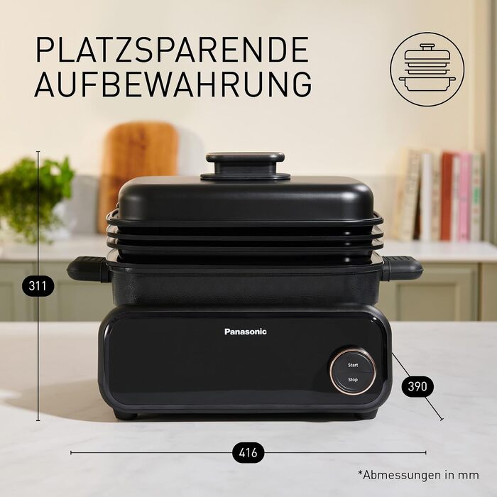 Мультипіч-гриль Panasonic NF-GM600 6-в-1 електрогриль, планча, тушкування, slow cook, BBQ та пароварка, 1400 Вт, 40250 C, 9 авторежимів, 6 антипригарних панелей, система відведення диму, 6 аксесуарів