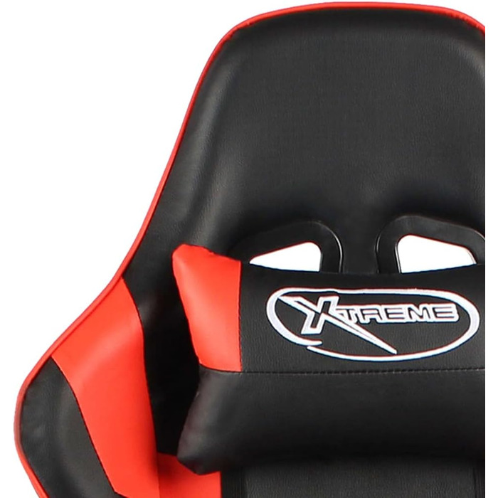 Геймерське крісло з підставкою для ніг, обертове, червоне ПВХ