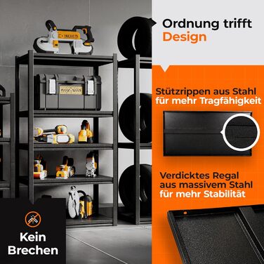 Металевий стелаж з металевими полицями ПЕРЕМОЖЕЦЬ ТЕСТУ Легке складання Надзвичайно стійкий Міцний чорний стелаж з п&39ятьма полицями - Полиця для зберігання, полиця для підвалу - металева Виберіть полицю зараз Полиця 160x86x45 Чорна 5 рівнів чорна 86x45x