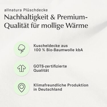 Великий пухнастий бавовняний плед allnatura Cotona-Double 140x200 см сірого кольору, зроблено в Німеччині - екологічний плед для дивана 100 органічна бавовна - плед, який можна прати в пральній машині, плед для дивана сірого кольору, двосторонній вигляд