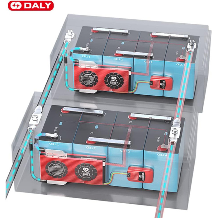Паралельний модуль DALY BMS 1 A з вентилятором Smart BMS LiFePo4 8S 24 В 250 А та портом CAN, Bluetooth-ключ Smart BMS для літієвих акумуляторів 3,2 В, інвертор, ДБЖ та домашня система зберігання (Li-ion 13S 48V CAN BT, 250AParallel Module1A)