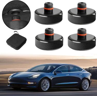 Гумова накладка Bowfar 4Pcs Jack для адаптера Tesla Model 3/Y/X/S Jack Pad Аксесуари з коробкою для зберігання, захищає акумулятор Tesla та шасі