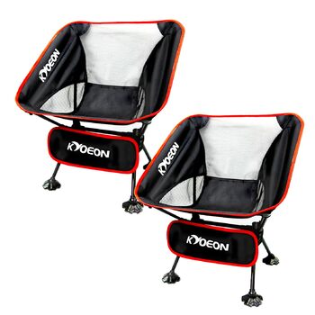 Складаний кемпінговий стілець, надлегкий кемпінговий стілець, міцний складний стілець вагою 150 кг з міцною рамою та зручною спинкою для використання на свіжому повітрі, пляжу, пікніка, походів, 2 чорних