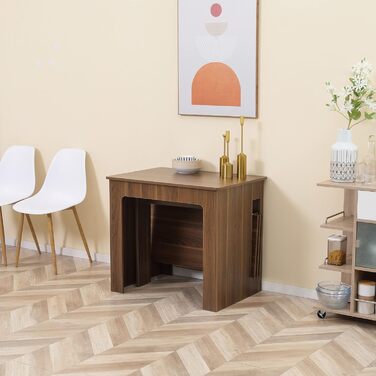 Обідній стіл HOMCOM, 60-180x85 см, 3-рівневий розкладний кухонний стіл до 6 осіб, сучасний обідній стіл, для вітальні, їдальні, кухні, коричневий