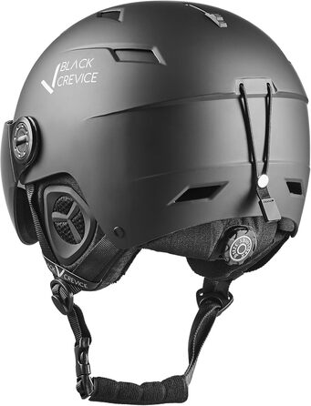 Лижний шолом Kirchberg BLACK CREVICE з козирком та вентиляційними отворами - дихаючий шолом для чоловіків та жінок, чорний, розмір 1 M (54-57 см)