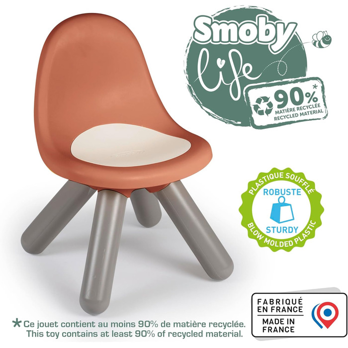 Дитячий стільчик Terracotta - Виготовлений з переробленого матеріалу, стійкий до ультрафіолетового випромінювання, міцний пластик, для використання в приміщенні та на вулиці, з 18 місяців. Перероблений