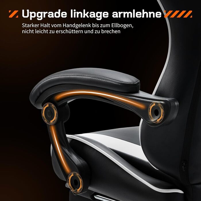 Ігрове крісло Sweetcrispy, ергономічне офісне крісло з підставкою для ніг, ігрове ПК-крісло з підголівником та поперековою опорою, регульоване на 90-150, шкіряне поворотне робоче крісло, комп&39ютерне крісло, біле