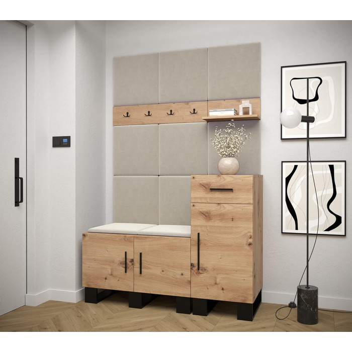 Вішалка для одягу MEBLE KRYSPOL Artin Set 5 з м'якими панелями Індустріальний дизайн (дуб Artisan Маніла 02 (крем))