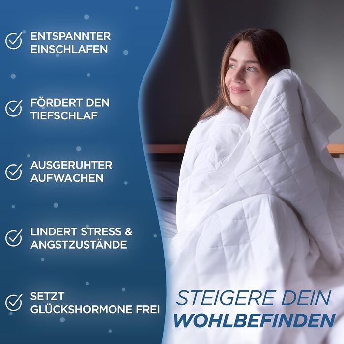 Обтяжена ковдра 135x200 см 6 кг Сертифікована Oeko-Tex - Релаксаційна ковдра 100 бавовна - Щільна антистресова та терапевтична ковдра - Спіть краще з нашою щільною ковдрою - Обтяжена ковдра 135 x 200 см 6,0 кілограмів