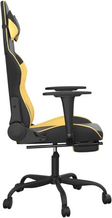 Геймерське крісло з підставкою для ніг, чорно-золота штучна шкіра, металевий матеріал