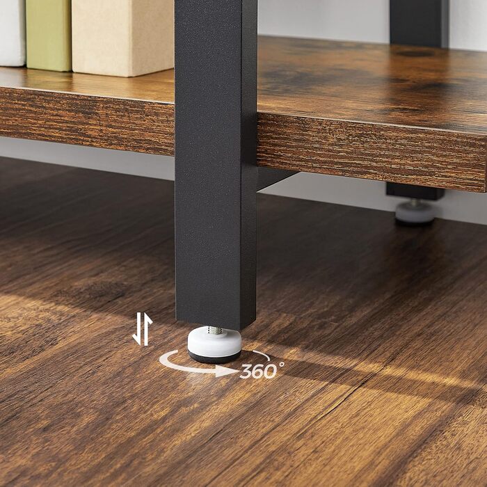 Книжкова полиця VASAGLE, 5-рівнева окремостояча полиця, полиця для вітальні, легке складання, для вітальні, спальні, офісу, промисловий дизайн, вінтажний коричнево-чорний LLS55BX Вінтажний коричневий чорний