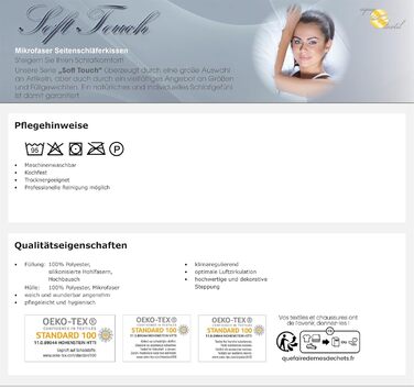 Подушка для сну на боці з акватекстилю 40 x 145 см, подушка для годування грудьми на блискавці 1500 г, клімат-регулююча подушка для сну на боці Oeko-TEX Soft Touch 40 x 145 см/1500 г