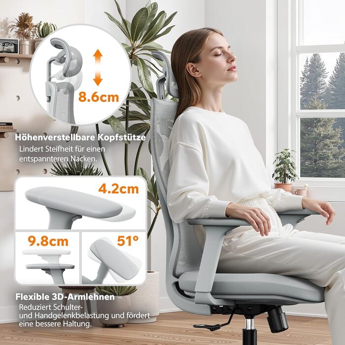 Ігрове крісло, Ергономічне офісне крісло, Робоче крісло, Крісло керівника, Обертове крісло, Регульоване робоче крісло для домашнього офісу, Геймери до 150 кг, Комп&39ютерне крісло, Офісне крісло - MOYO Grey