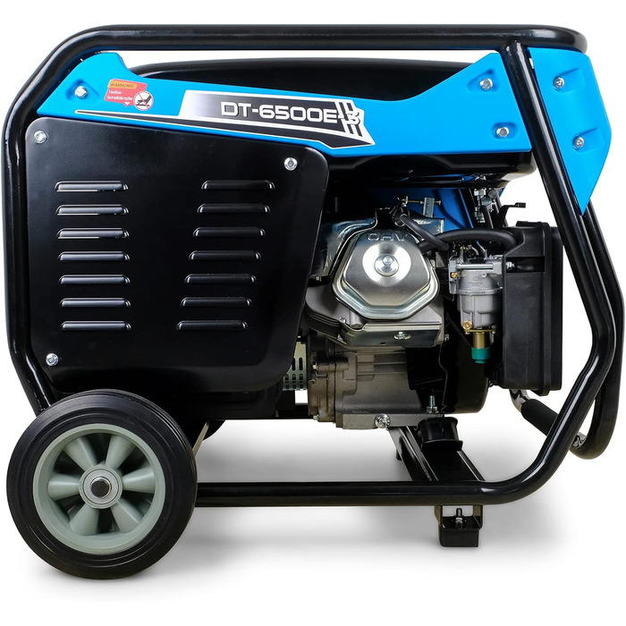 Бензиновий генератор 15 к.с. з електричним стартером Мобільний генератор 400 В 2 x 230 В 6,5 кВт 3-фазний високовольтний генератор 4-тактний бензиновий двигун 420 куб.см Тихий генератор 93 дБ(A)