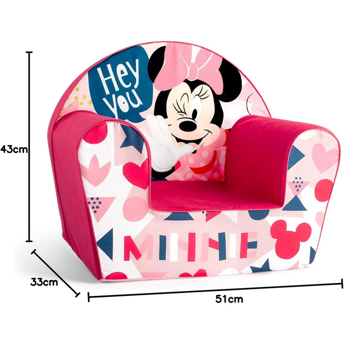 Крісло Lulabi Minnie Icon Bimbe, рожеве, декороване, виготовлене з бавовни та піни, розміри 51 x 33 x 43 см