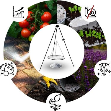 Поворотний гриль-штатив Berdsen 80 см, решітка для гриля, вогнище, нержавіюча сталь з регульованою висотою, порошкове покриття, чорний, 80 см, чорний штатив