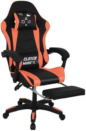 Ергономічне ігрове крісло FRANKYSTAR Clutch, офісне крісло з поперековою подушкою, підголівником та підставкою для ніг з ПВХ, чорного та червоного кольорів