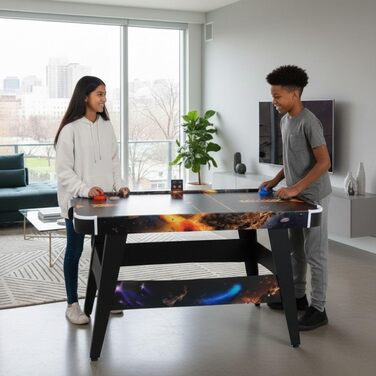 Світлодіодний стіл для аерохокею від FASports, аерохокей для дітей/підлітків віком від 8 років, стіл для аерохокею з повітряними штовхачами та шайбами, що світяться Solar Fury 138x67x82 см