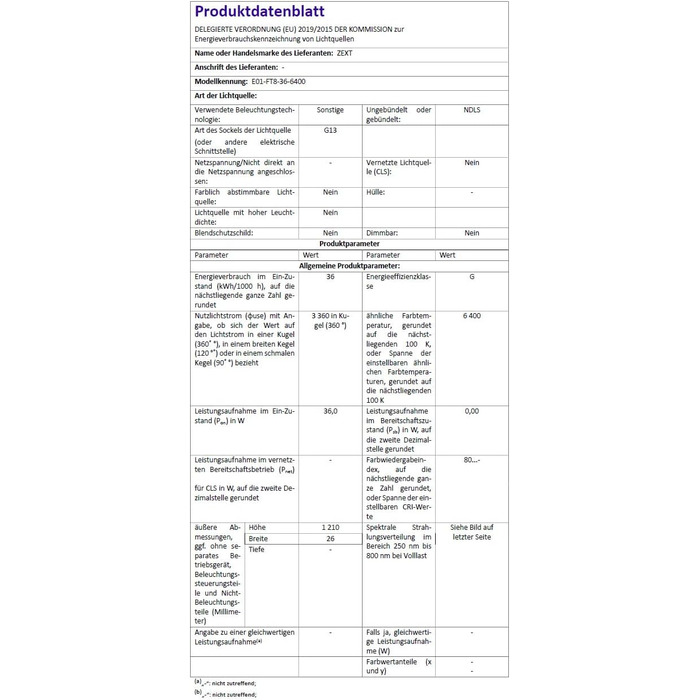 Люмінесцентна лампа Люмінесцентна трубка 36 Вт 864 6400 К Неонова лампа денного світла 120 см T8, 10 шт.