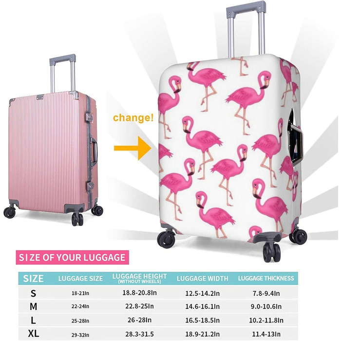 Валіза дорожня пиленепроникна Flamingo XL, рожево-біла